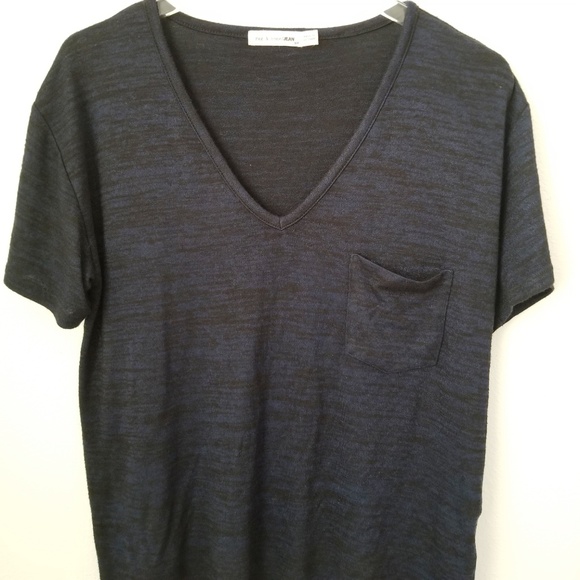 Rag & Bone/ Jeans V Neck Navy Blue Pocket T Shirt - Picture 5 of 6